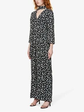 RIXO Ashley Floral Jumpsuit with Tie Collar